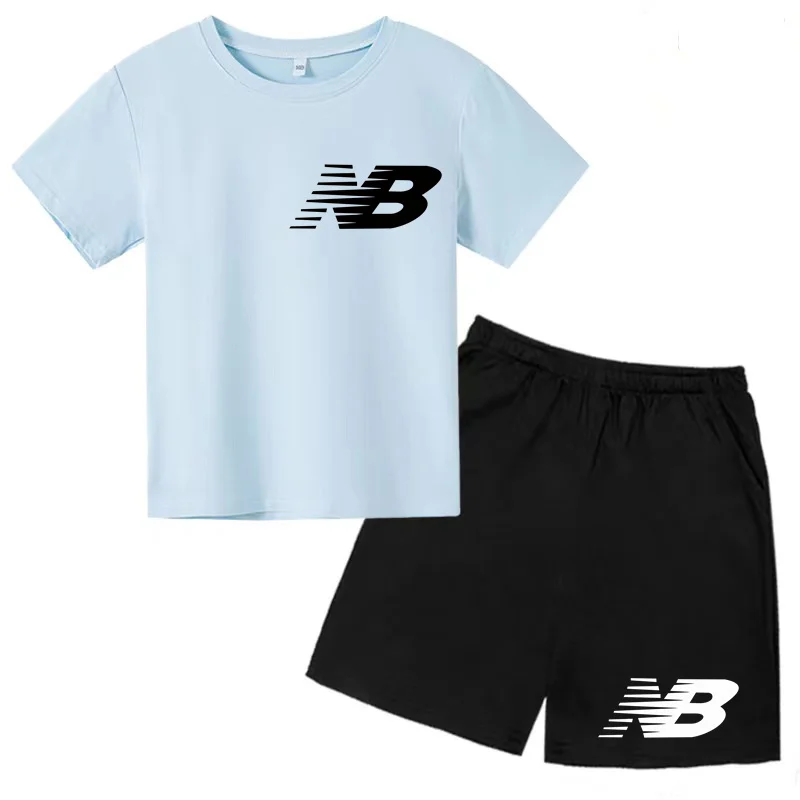 Kids Summer T-shirt Shorts Set Multi-colored Boys and Girls Ages 3-13 Casual 2-piece Set The Preferred Children's Gift