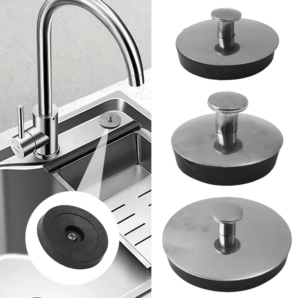 Universal Sink Plug Stainless Steel Bathtub Drain Stopper Washbasin Bath Sink Water Stoppers Caps Bathroom Kitchen 3/1pcs