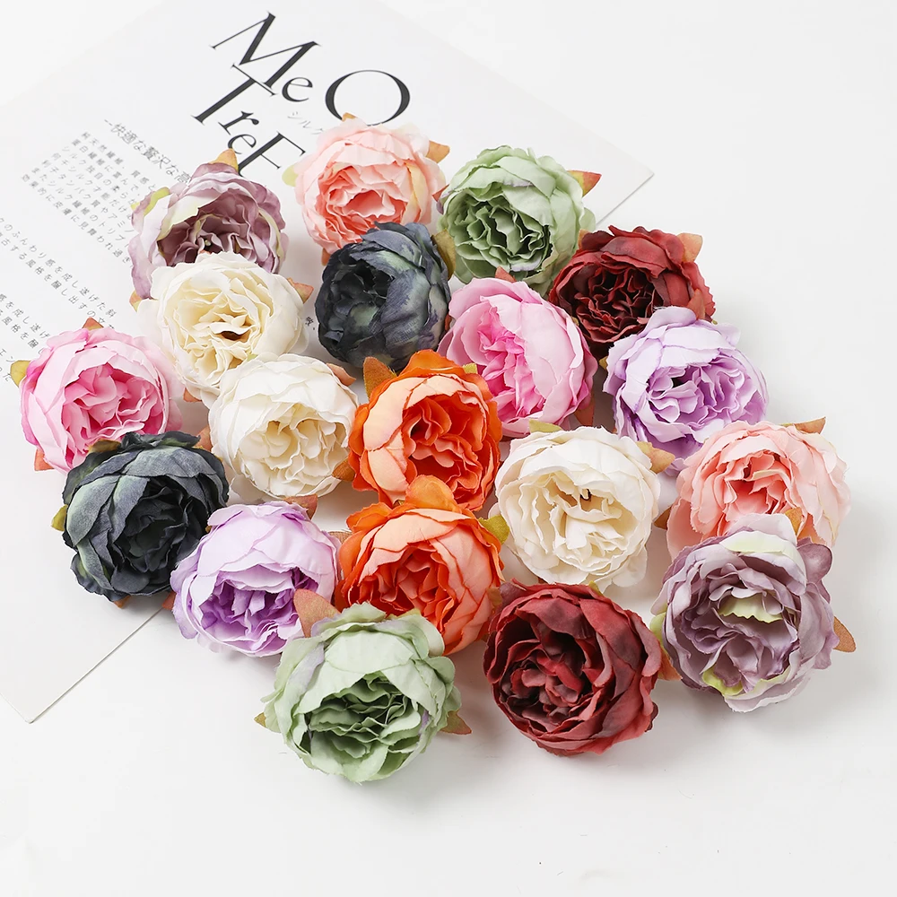 Peony Heads Silk Artificial Flowers Wedding Home Decor DIY Wreath Scrapbook Gift Box Flower Handmade Crafts 5Pcs 5cm artificial plants,artificial flowers,artificial flower,artificial flower bouquet