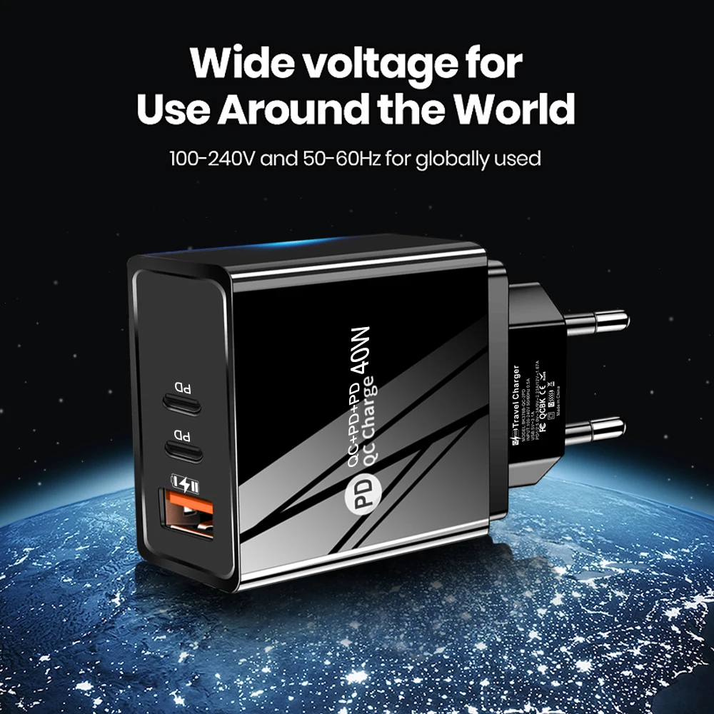 40W PD Type C USB Super Fast Charging EU/US Specification Plug Mobile Phone Adapter For iPhone 15 14 Max Xiaomi Samsung Huawei