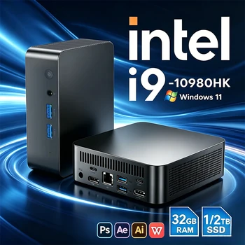 Mini PC Windows 11 Intel I9 10980HK N150 Desktop Gaming Computer PC 32GB RAM 1TB M.2 SSD WiFi 6 BT5.2 Pc Gamer 3 Years Warranty 1