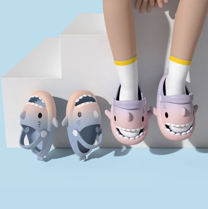 Description Picture 5 of itemColor Children Shoes Shark Slippers Flip Flops Soft Sole Cartoon Slipper Boys Girls Bathroom Sandal EVA Non-slip Kid Shoes