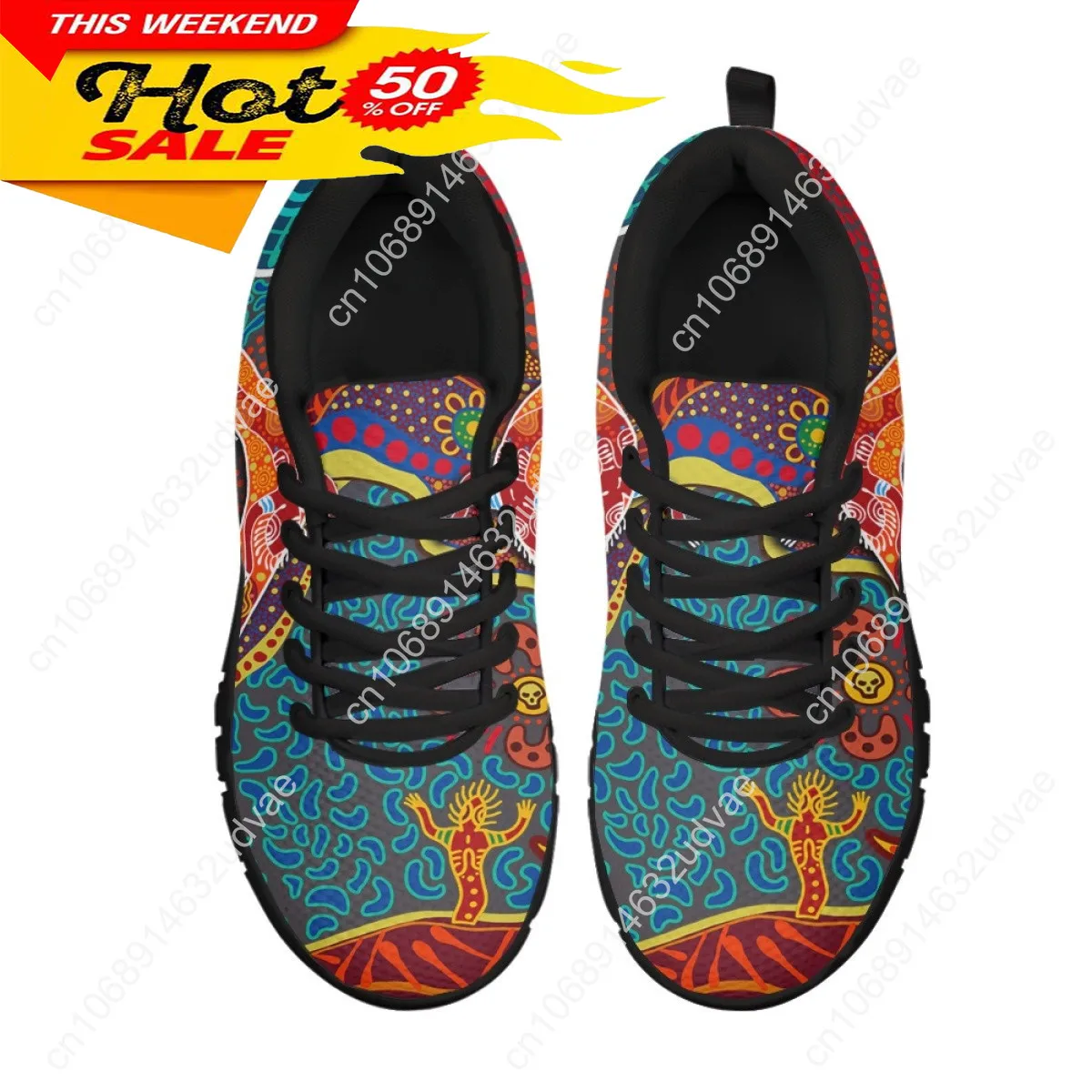 Australia Aboriginal Art Lace-up Mesh Sneaker Shoes For Women New Fashion Ladies Couple Flats Comfort Light Footwear