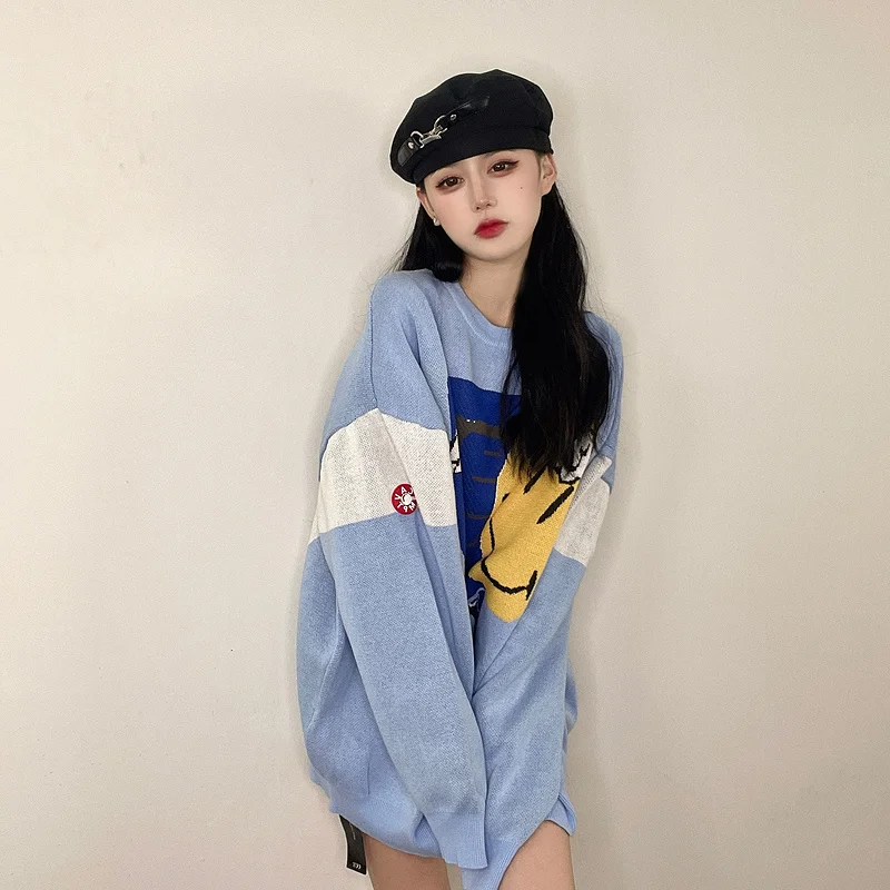 Blue CAVEMPT C.E Cartoon Pattern Sweater Men Woman 1:1 Top Quality Crewneck Jacquard Cav Empt Pullovers winter sweater for men