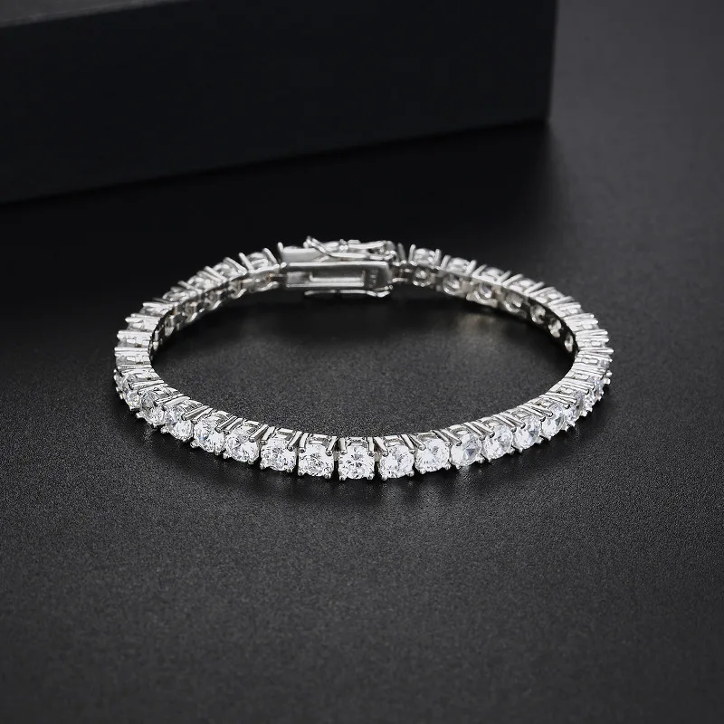 

4mm high carbon diamond woman bracelet hip hop couple senior sense single row 925 sterling silver sterling silver tennis chain f
