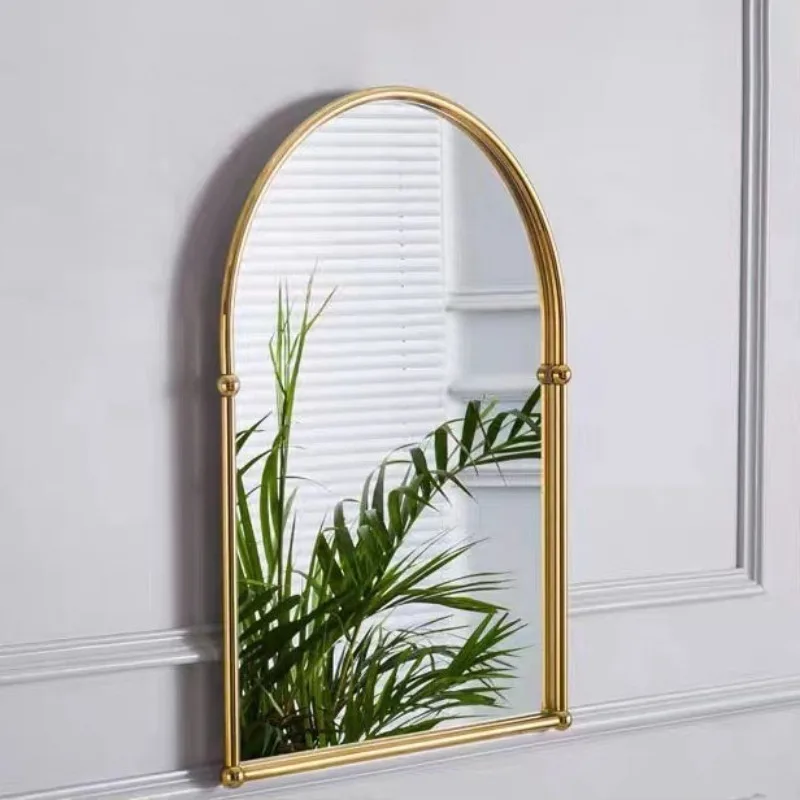 กระจกแต่งหน้าสไตล์วินเทจสำหรับห้องน้ำ ติดผนัง มองเห็นชัดเจน กระจกแต่งหน้าแบบมีกรอบ อุปกรณ์เสริมในห้องน้ำแบบเรียบง่าย 1