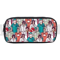 Trendy Boy Girl Gift Pen Bags Nurse Doctor ECG 3D Print Pencil Box Child stationery Storage Bag Pencil bag Simple Cosmetic bags 1