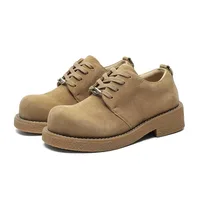 Custom Handmade Men Leather Lace Up Platform Round Toe Oxford Shoes Chunky Loafers Vintage Formal Business Wedding Derby Shoes 1