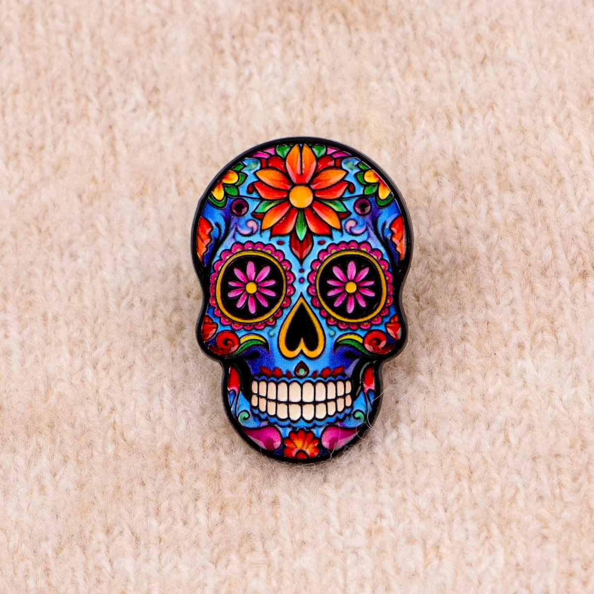 Zuckerschädel-Emaille-Pins, Punk-Brosche, Anstecknadel für Kleidung, Rucksäcke, Hüte, dekorativer Schmuck, Geschenk für Liebhaber der mexikanischen Kultur – Detail 2