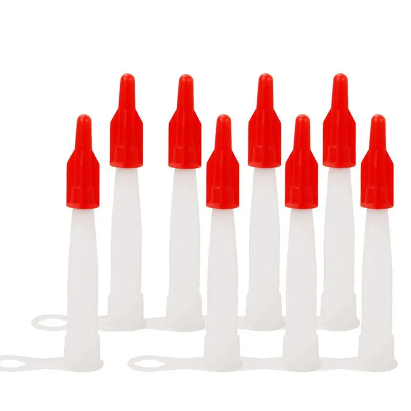 10PCS Caulking Gun Nozzles Spare Silicone Nozzle Silicone Tube With Red Nozzles Cap Sealing Cap Household Sealant Tool 3