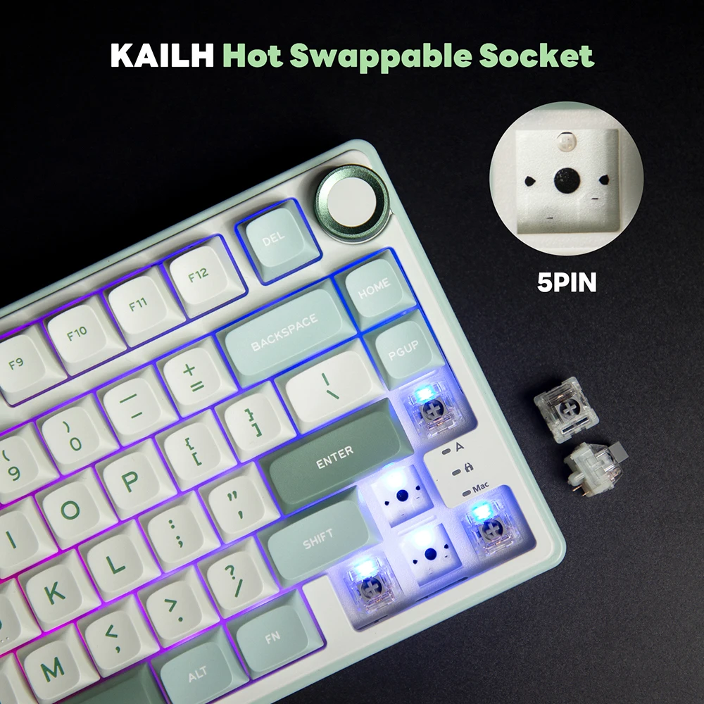 Royal Kludge-rgb Backlit Teclado Mecânico Gaming Hot-swappable Teclado Mda Pbt Keycaps 80 Chaves 80 com Fio rk R75 - Imagem 4