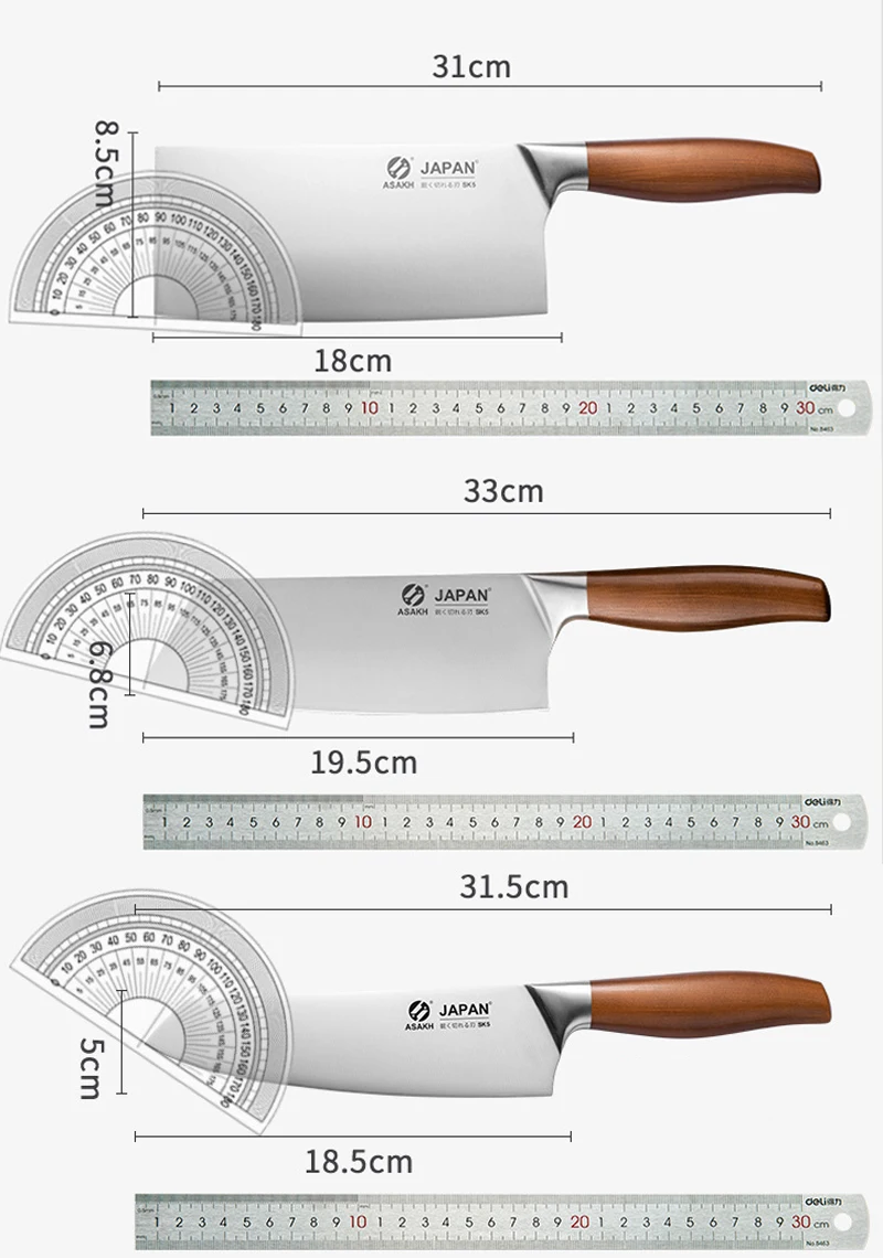 Kitchen Knife 1-6pcs Japanese Chef Knife Set Stainless Steel Kitchen Knives Chop Bones Meat Cleaver Vegetable and Fruit Slicing Knife BBQ