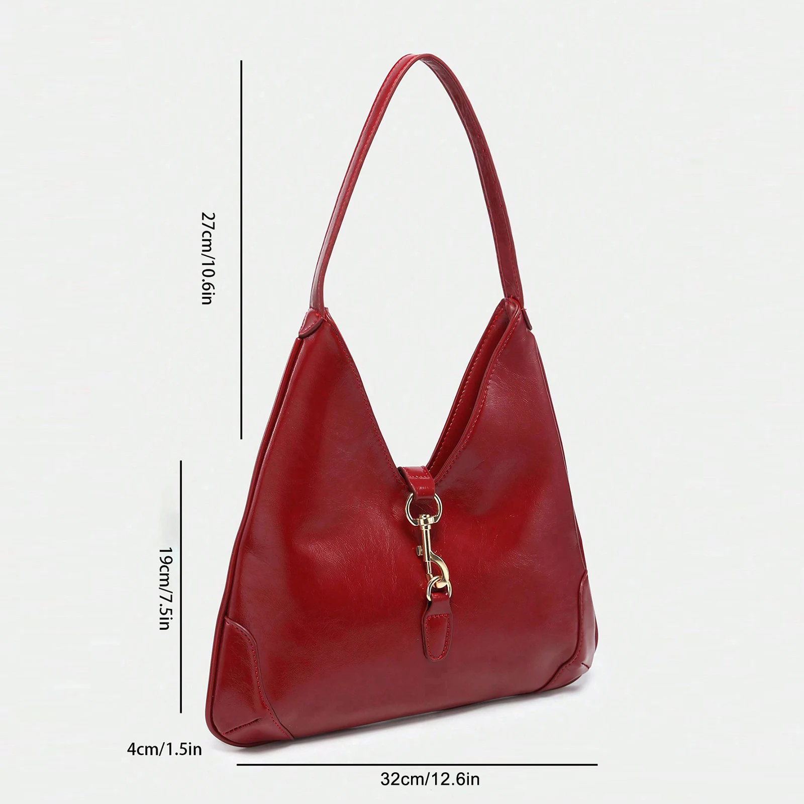 Women Girls PU Leather Single Shoulder Underarm Bag Large Capacity Shoulder Bag Solid Color Shoulder Bag for Work & Outing