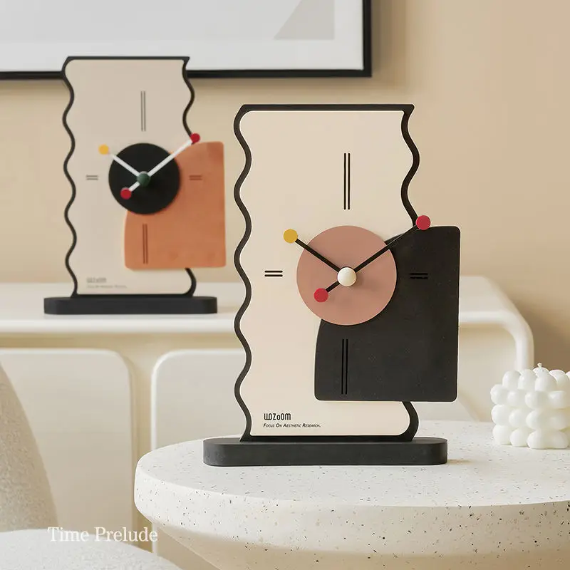 

Nordic Simple Wooden Mute Table Clock Ornaments, Living Room TV Cabinet Bedroom Office Desktop Decoration, Creative Home Artwork