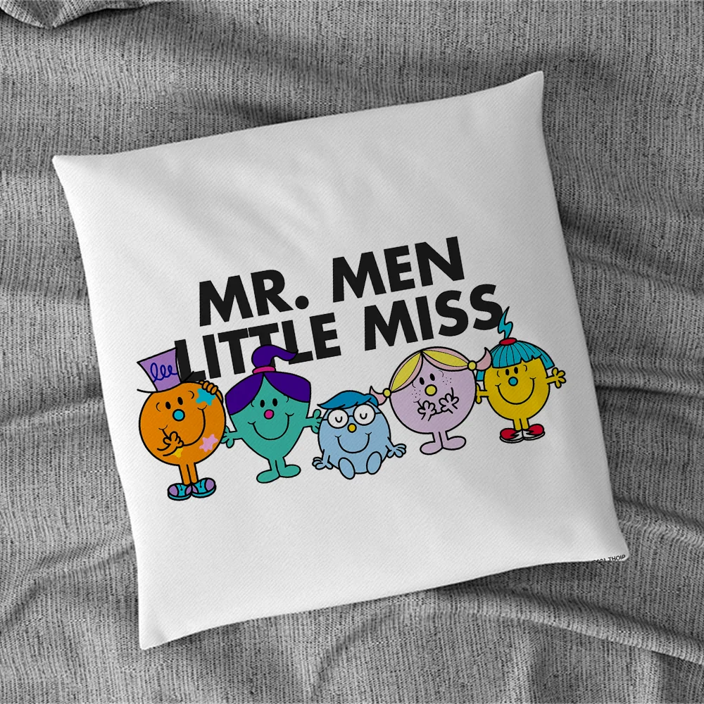 Mr. Men and Little M-Miss 쿠션 커버, 베개 포옹, 짧은 플러시 쿠션 커버, 45x45 베개 커버, 40x40 라운지 의자 소파
