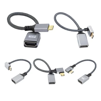 20CM Mini câble d'extension de M-F compatible HDMI 4K @ 60HZ Mini compatible HDMI au câble compatible HDMI V2.0 à angle droit 1