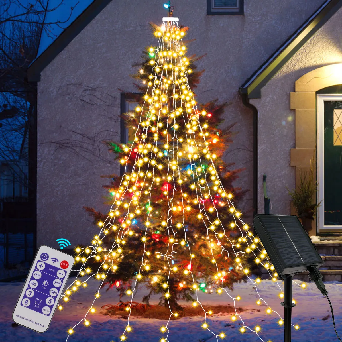 Luci A Led Solari Luci A Stringa A Cascata Per Esterni 400 Luci Solari A Luce Fiabesca A Led Luci Solari Impermeabili Decorazioni Natalizie Ghirlanda 