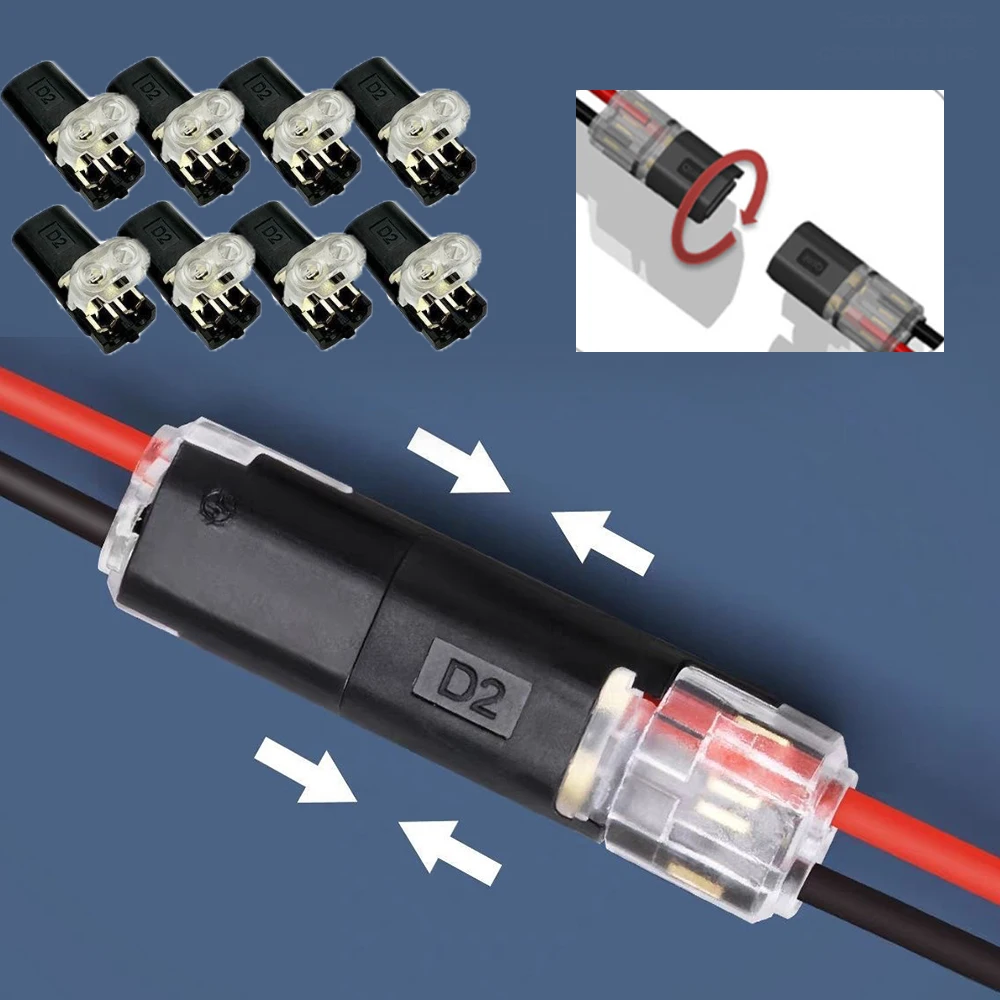 20 Pcs LED Wire Connectors Double-Wire Plug-in Connector with Locking Buckle-Pluggable 2 Pin 2 Way Electrical Wire 2030