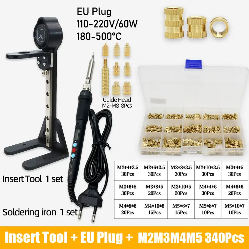Heat Set Insert Press Tool Electric Soldering Iron Tip M2 M3 M4 M5 M6 M8 Thread Brass Inserts Nut Embedded Kit for 3d Printing image 13