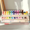 Wooden Magnet Board Puzzles Kids Toy Fine Motor Skills Bead Maze Toy Montessori Toys Magnetic Color and Number Maze Boys Girls 3