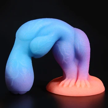 Luminous Animal Dildo Penis Anal Toys Butt Plug Colourful Glowing Dildo Huge Dragon Dildo Sex Toys for Women Sex Products 2