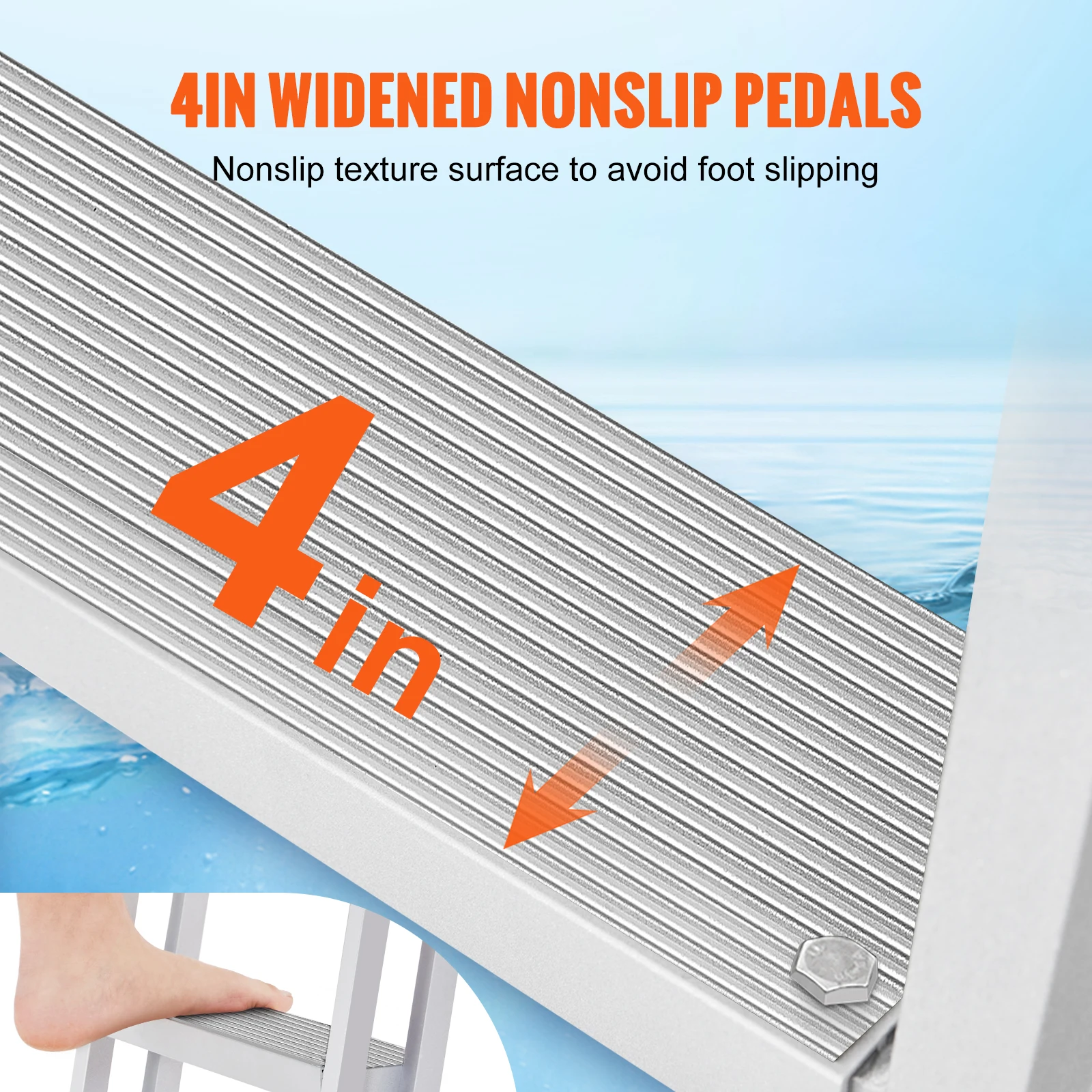Aluminum Adjustable Height Swim Ladder for Pool Lake Marine
