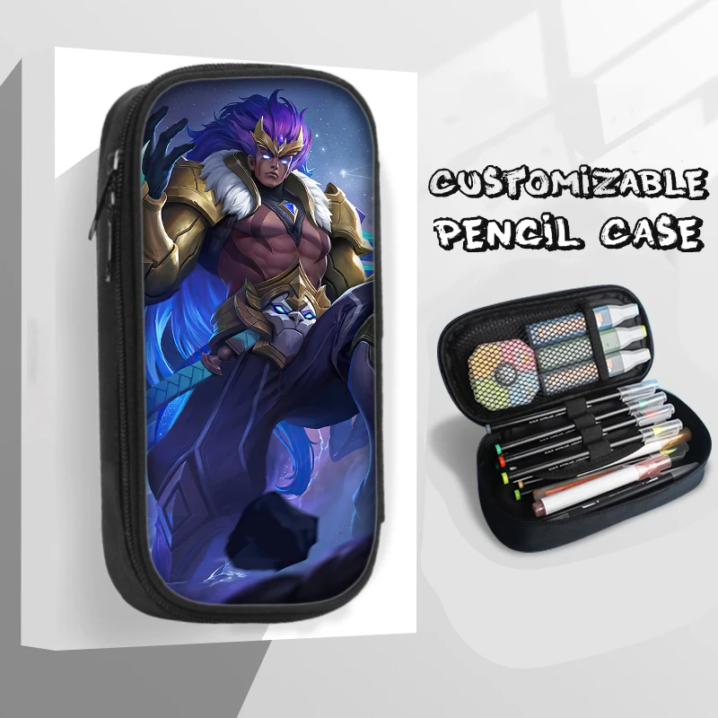 

21cm X 10cm Mobile Legends: Bang Bang Badang Fighter Magic Leo Zodiac Canvas HD Pencil Case Stationery Back To School Supplies