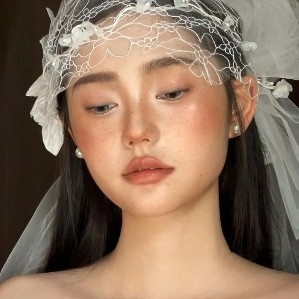 로맨틱 레트로 신부 머리 장식 고급스럽고 우아한 신부 레이스 꽃 모자 연회 프랑스 스타일 웨딩 헤어밴드 헤어 액세서리