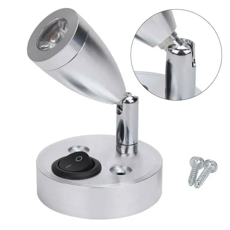 3W 6000K Cold White LED Spot Reading Light RV Camp Boat Wall Bedside Lamp Boat Home Trailer Interior lighting