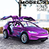 1:20 Tesla Model X Alloy Car Model Diecast Metal Toy Modified Vehicles Car Model Simulation Collection Sound Light Toy Gift 1