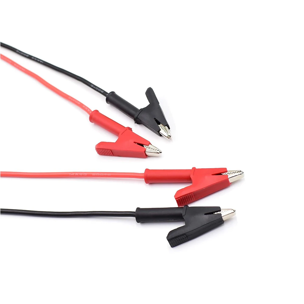 2 Pcs 15A 1M Dual Ended Crocodile Alligator Clips Test Lead Alligator Clips to Clip Heavy Duty Silicone Test Leads