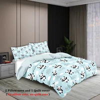 3 pieces of duvet cover set (1 duvet cover + 2 pillowcases, coreless), cute panda digital printing bedding set, soft, warm, skin 3