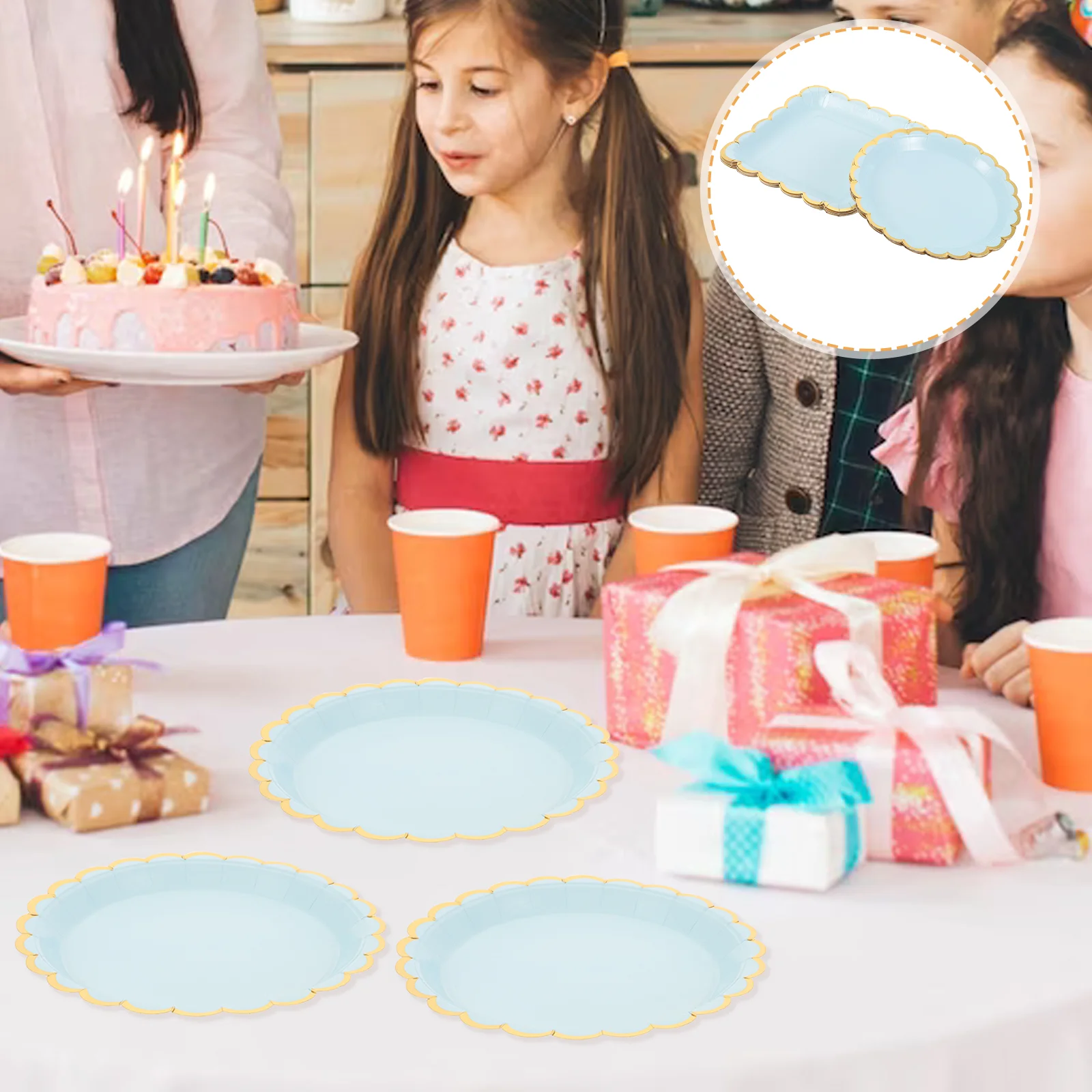 20 Pcs Festival Dinner Paper Plate Pink Square Plates Gathering Cake Decorate Pan