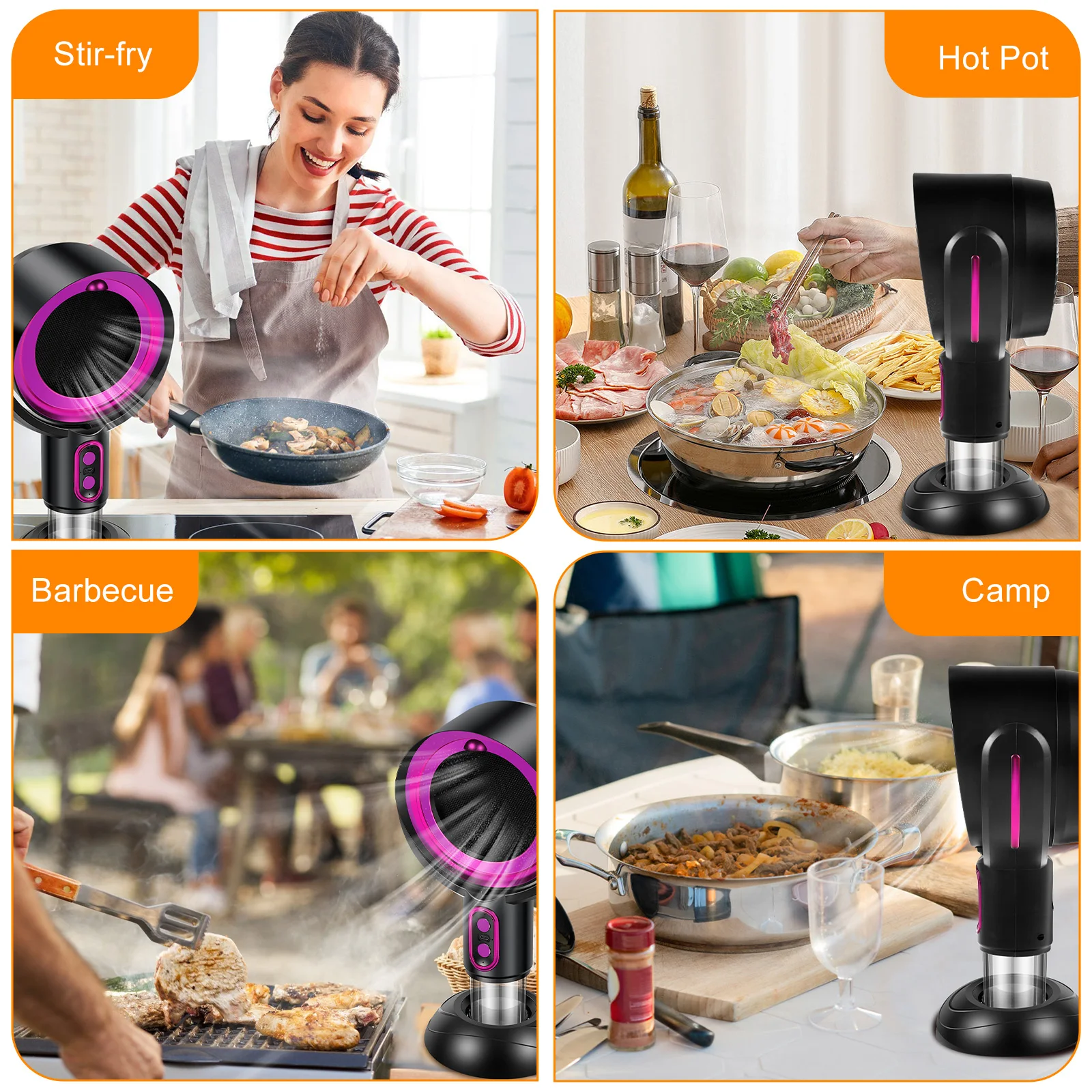 Desktop Range Hood,Mini Portable Extractor Hood with 2 Speed Adjustment, for Indoor BBQ, Wireless Desktop Kitchen Range Hood