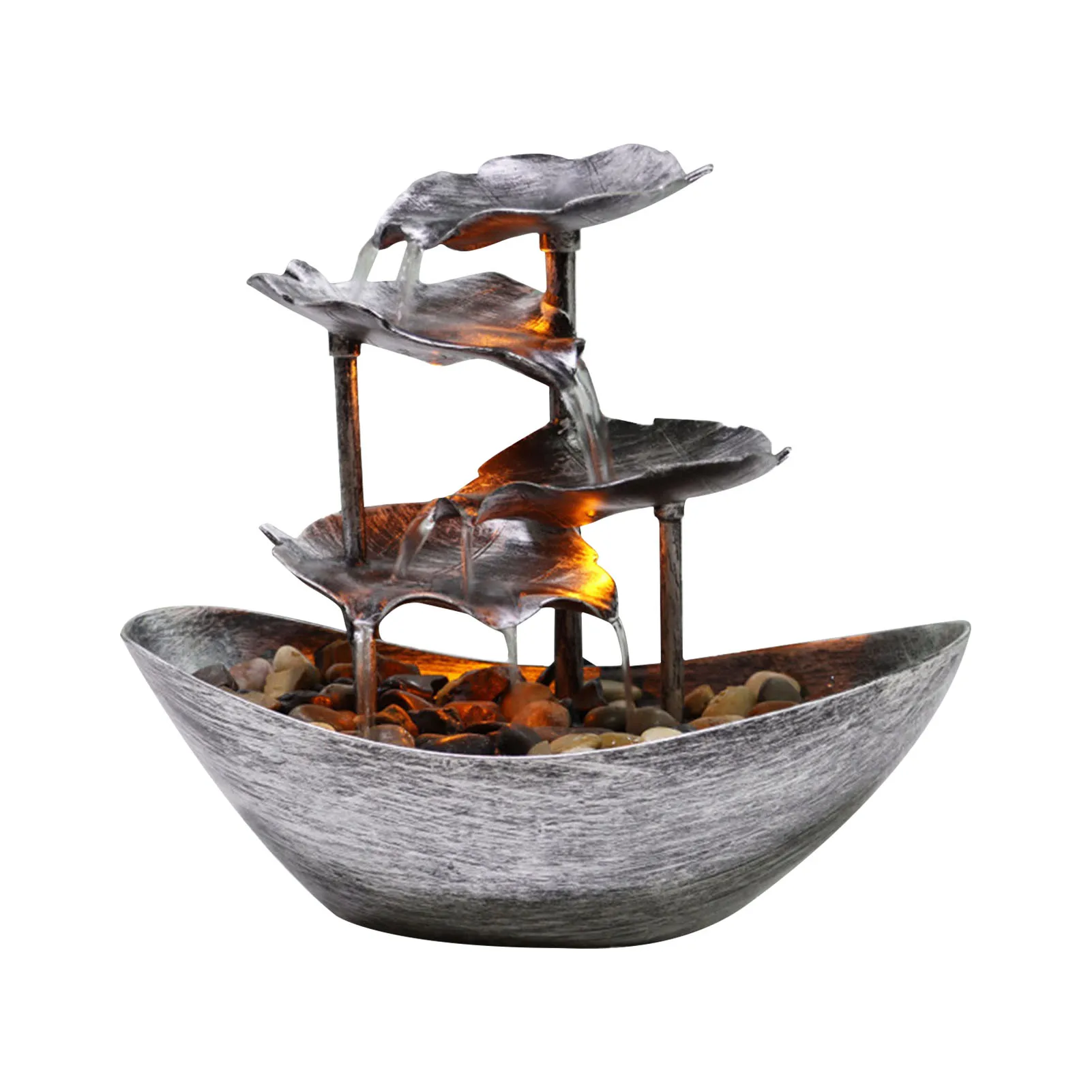 Tabletop Water Fountain 4tiers Lotus Leaf Small Waterfall Fountain Usb