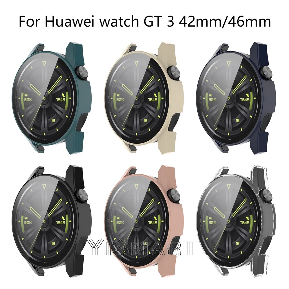 

Protective Case + Screen Protector for Huawei Watch GT3 42mm 46mm Cover With Tempered Glass GT 3 Smartwatch PC Hard Shell