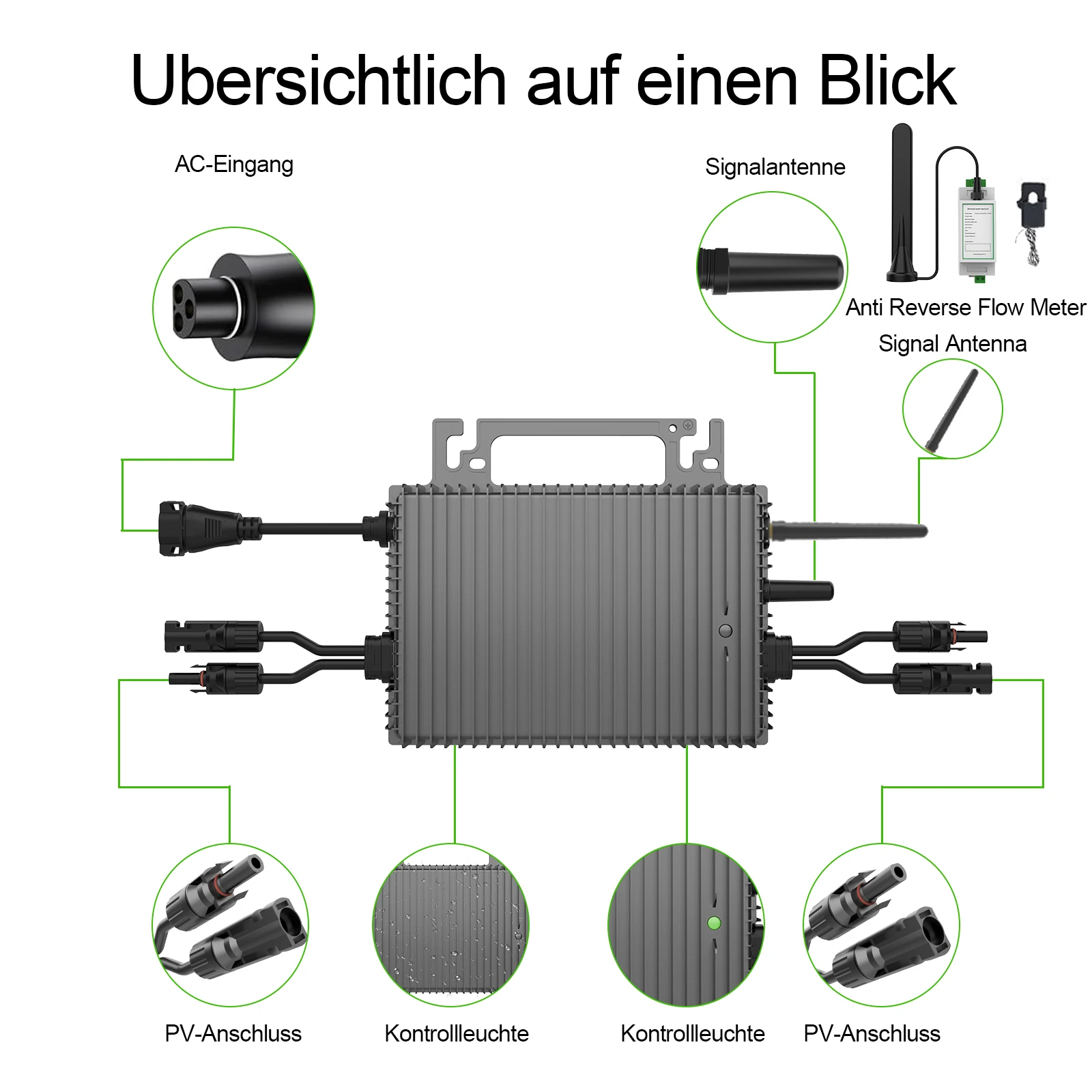 1200W 제로 수출 온그리드 타이 마이크로인버터 DC16-60V 230VAC 내장형 WiFi MPPT 모니터 탑재 마이크로인버터