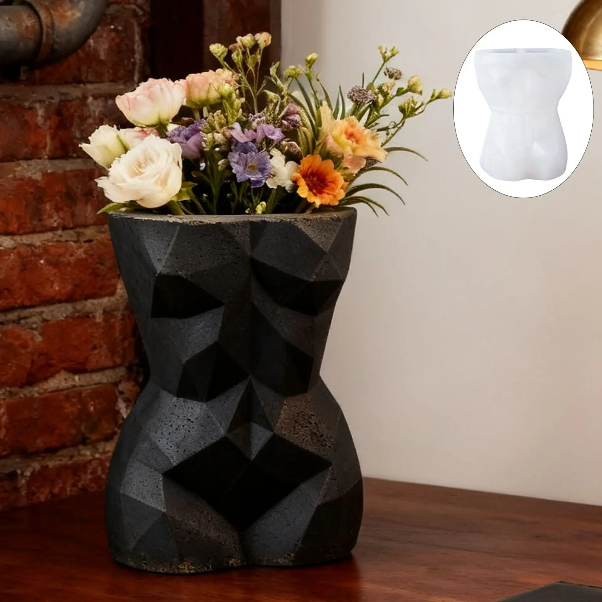 3D 기하학적 여성 몸매 화분 실리콘 몰드, 섹시한 인체 상반신 화분 콘크리트 시멘트 몰드, DIY 레진 에폭시 캔들 용기