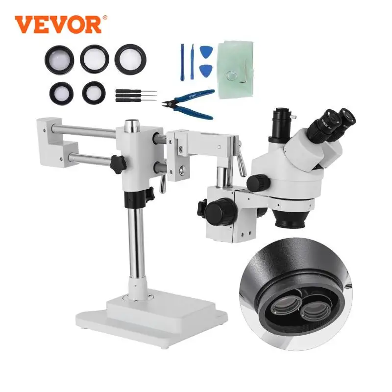Binocular Microscope 3.5X-90X Trinocular Stereo Digital 360&deg;Swiveling Simul-Focal Support Camera Connection