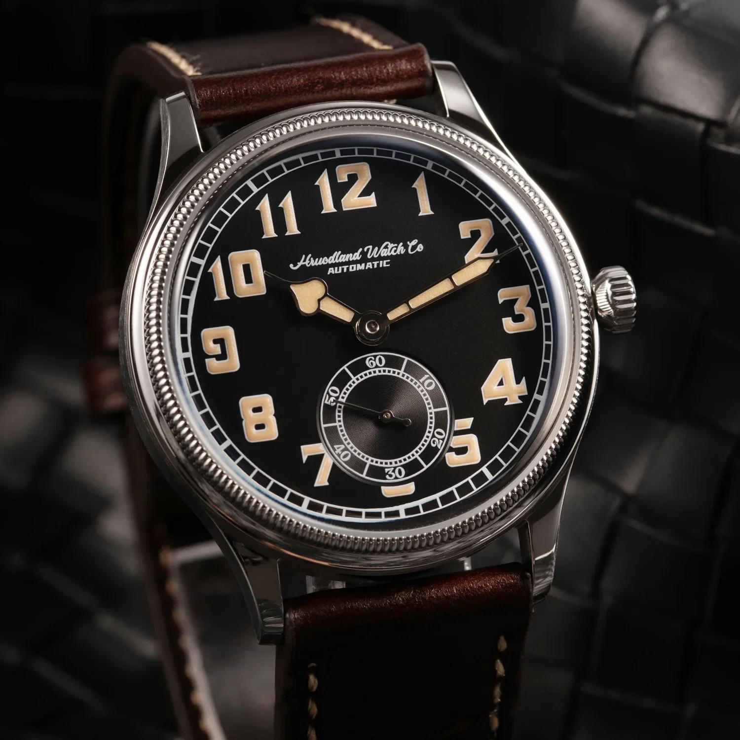 Hruodland Retro Classic Watch For Men ST1701 Movement Automatic Mechanical Diving Wristwatch K1 Mineral Surface Mirror