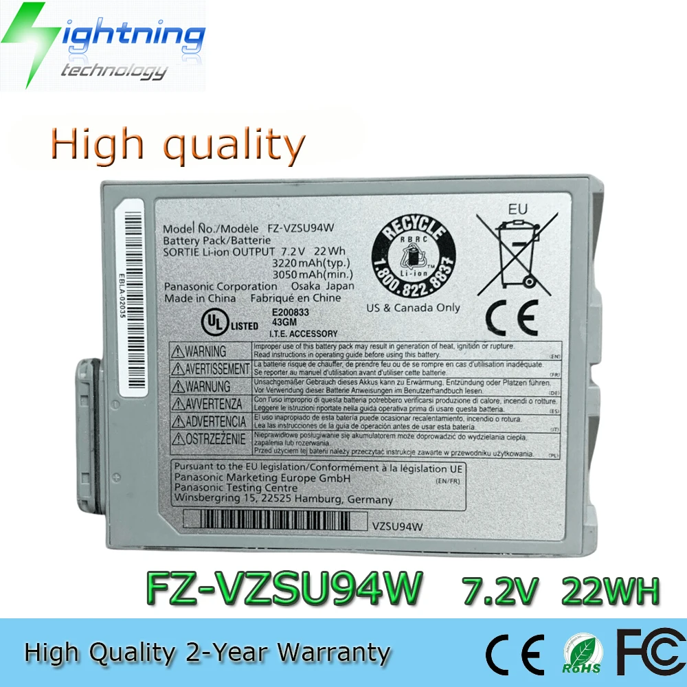 Nuova Batteria Per Laptop Fz-Vzsu94W 7.2V 22Wh Di Alta Qualità Per Panasonic Toughbook Fz-M1 Fz-B2 Fz-M1C Fz-Vzsu95J Fz-Vzsu95W