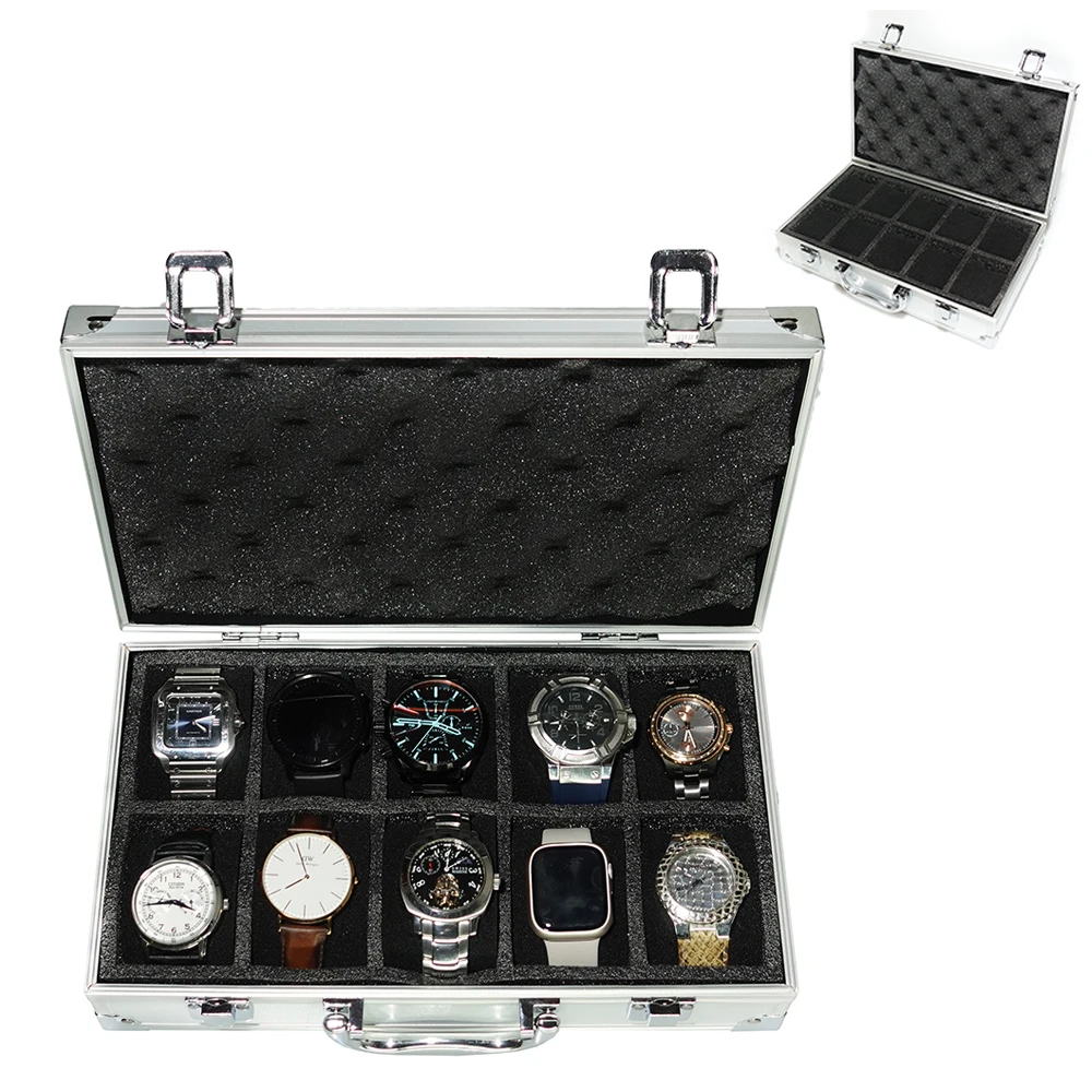 Scatola Per Orologi A 10 Slot Scatola Per Gioielli Scatola Per Gioielli Quadrata In Alluminio Espositore Per Orologi Scatola Per Esposizione In Allumi
