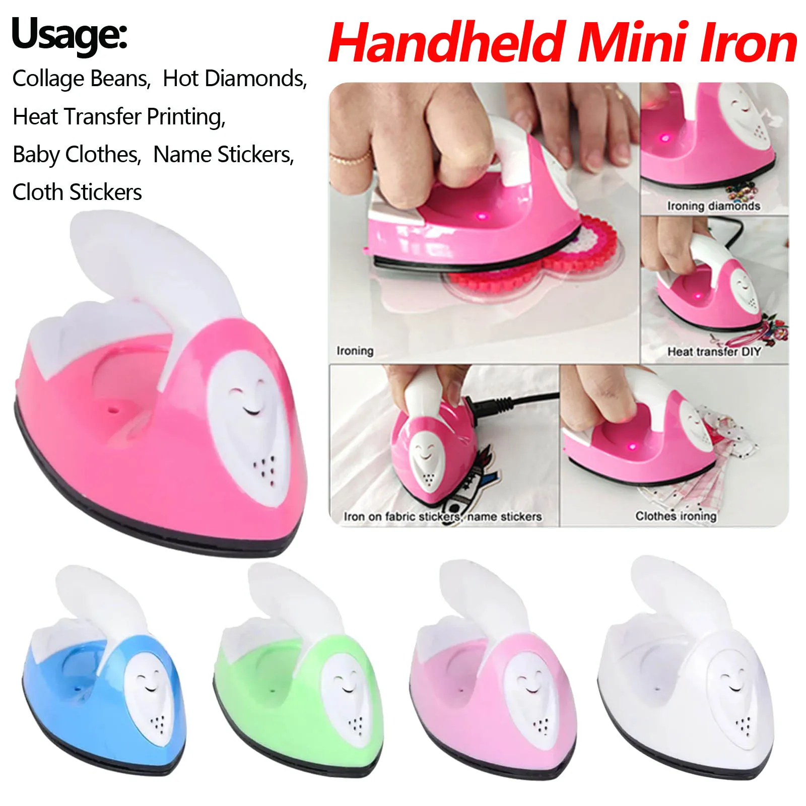 DIY Handheld Mini Iron Portable Electric Mini Heat Press Machine Versatile Rapid Heating-Up for Hot Drilling Name Cloth Stickers 1