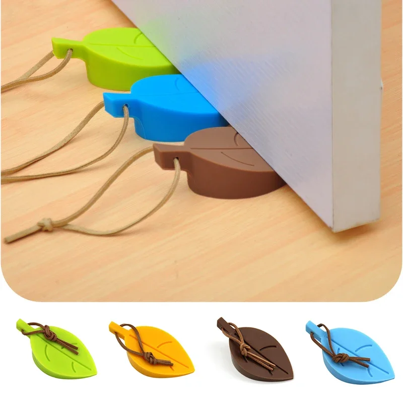 Leaves Shape Silicone Rubber Door Stop Stoppers Door Block Children Anti-Folder Hand Hotel Security Card Hanging door stopper silicone door stopper door stopper bumpers