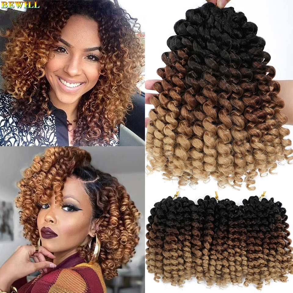 Jamaican Bounce Crochet Hair Ombre 613 350 30 27 Bug Red Grey Colors1-4 Packs Deal 8 inch Synthetic Jumpy Wand Curl Crochet Hair 1