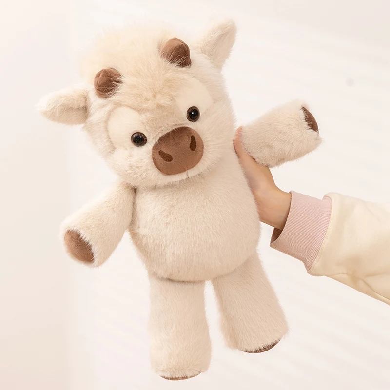 40cm 귀여운 하이랜드 소 인형 - 달리는 소 모양의 부드러운 천으로 된 포옹하기 좋은 모든 연령대를 위한 위로의 친구