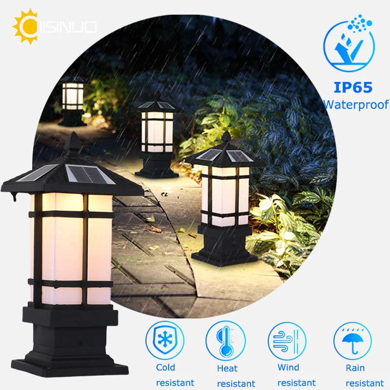 Solar Powered Pathway Lamp Industrial Retro Aluminum Waterproof Landscape Lighting for Yard Lawn Patio Driveway Sidewalk Walkway 3