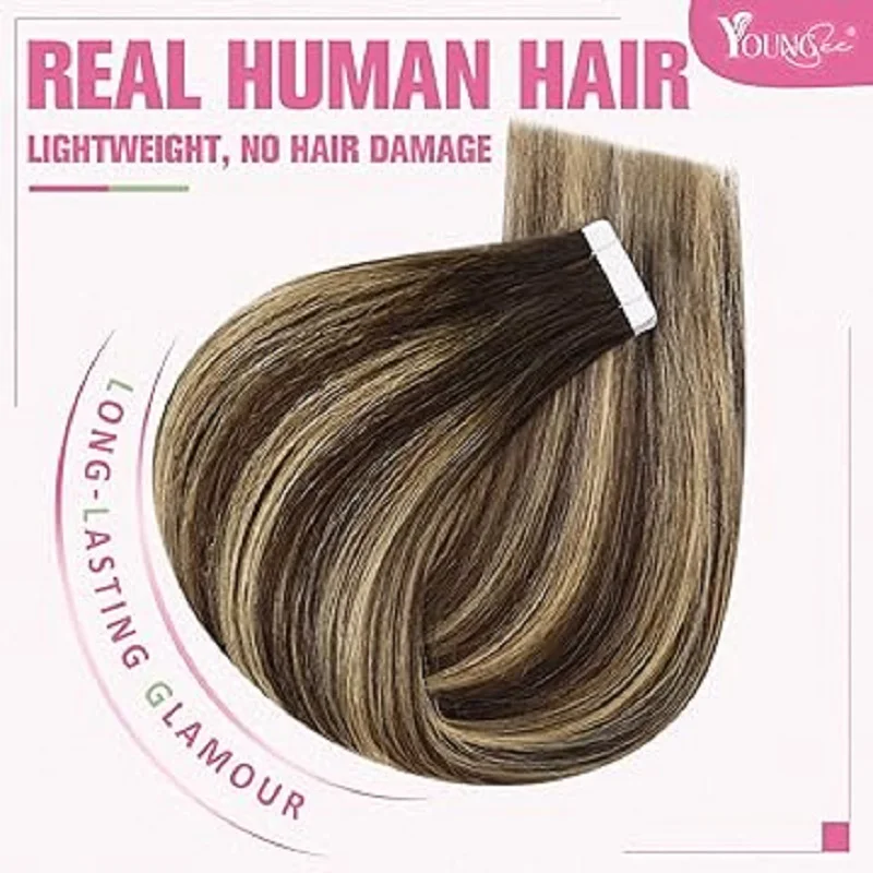 Tape in Hair Extensions Human Hair Straight Seamless Skin Weft 100% Human Tape in 12-24 Inch human hair extensions hair extensions