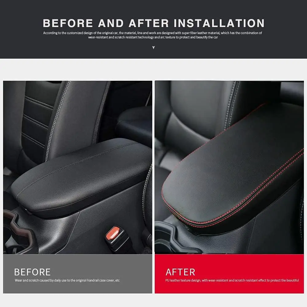 Premium Leather Armrest Cover for Car Console Storage Lid Protection