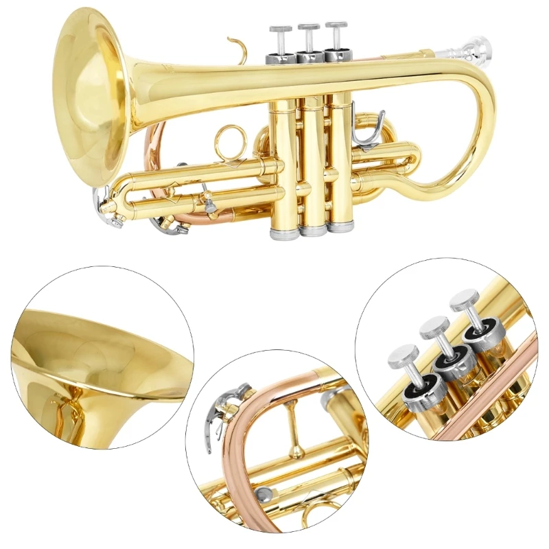 Trumpet Standard, Trumpet Set for Beginner, Brass Instrument with Hard Case Gloves Mouthpiece Cleaning Kits